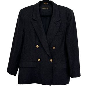 Giorgio Sant Angelo Grey Wool Double Breasted Blazer Gold Button Notch Lapel 12